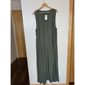 Torrid Button Front Maxi Dress With Corset Back Size 4 4X Olive